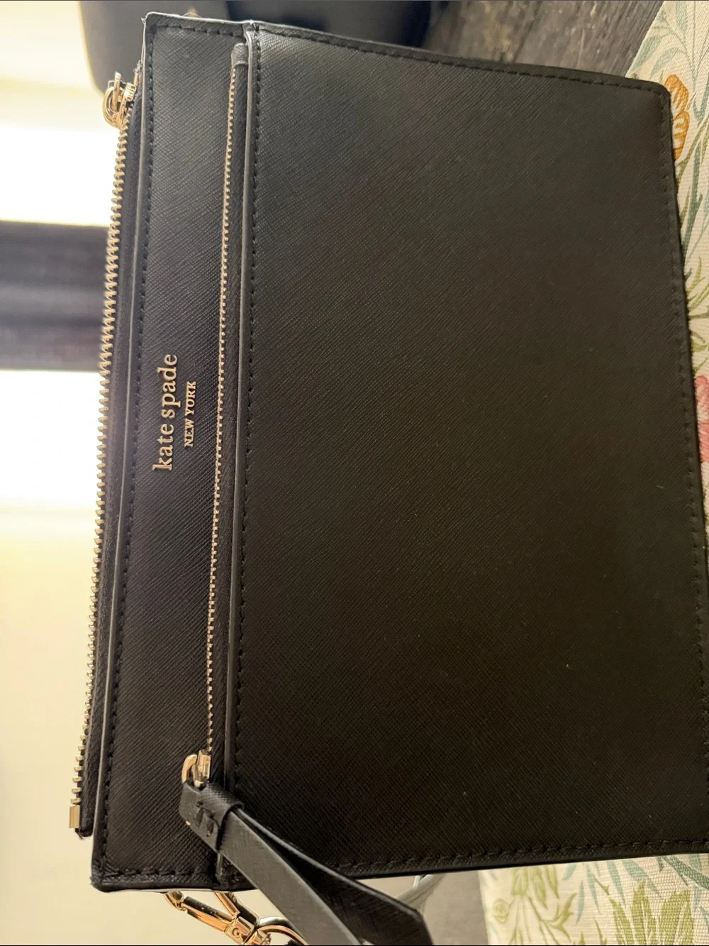 kate spade Black Leather Crossbody with Gold Hardware